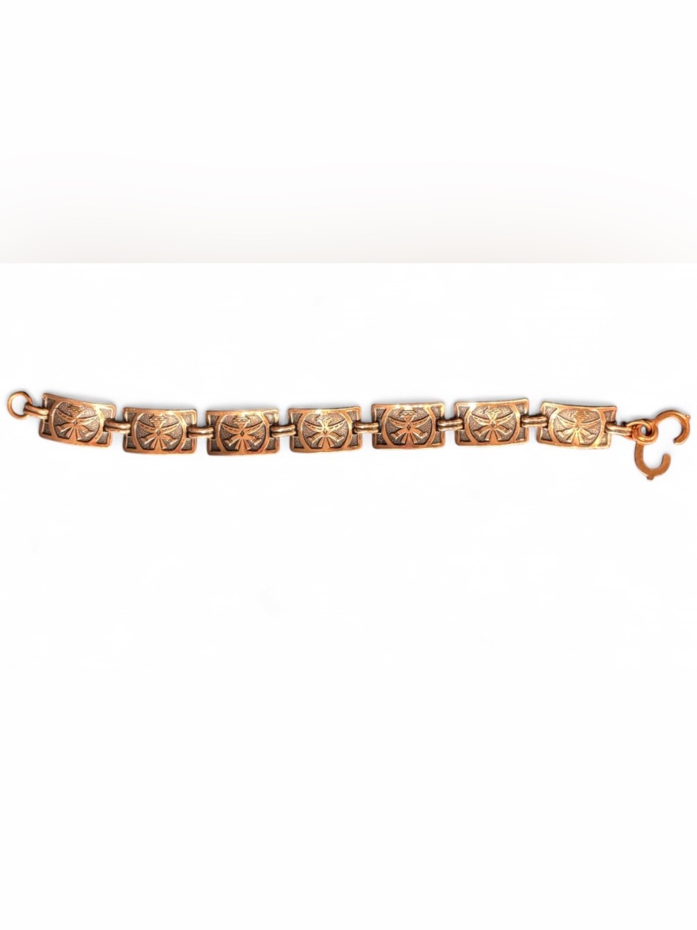 Vintage Southwestern Kachina Native Americam Copper Link Chain Bracelet